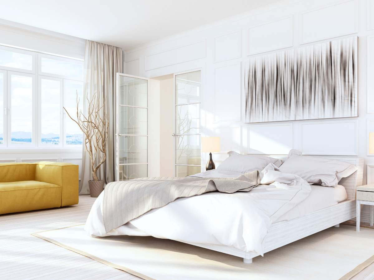 White Drapes in Bedroom | window treatments in Spring Hill, FL